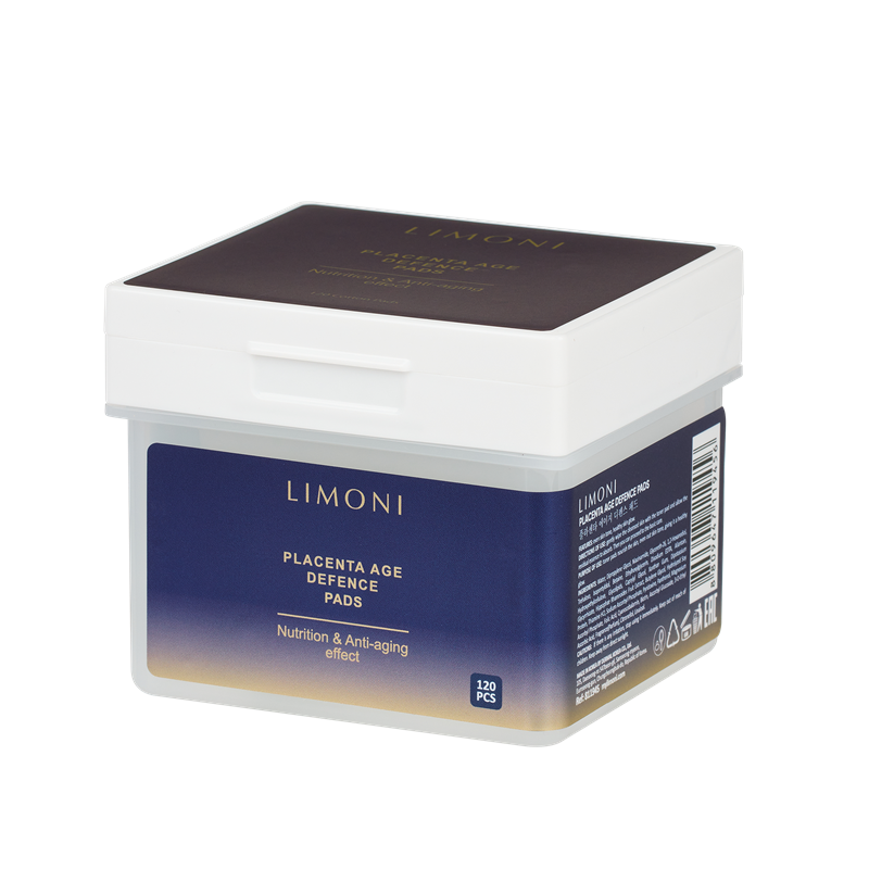 LIMONI Питательные тонер-пэды для лица с плацентой Placenta Age Defence Pads 120 pcs