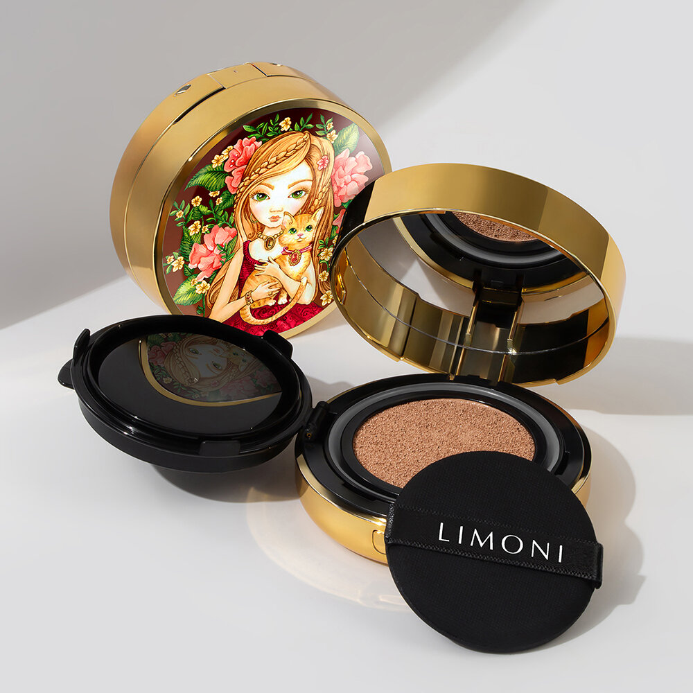 LIMONI Тональный флюид кушон All Stay Cover Cushion SPF 35 / PA++ Animal Princess 02 Medium***