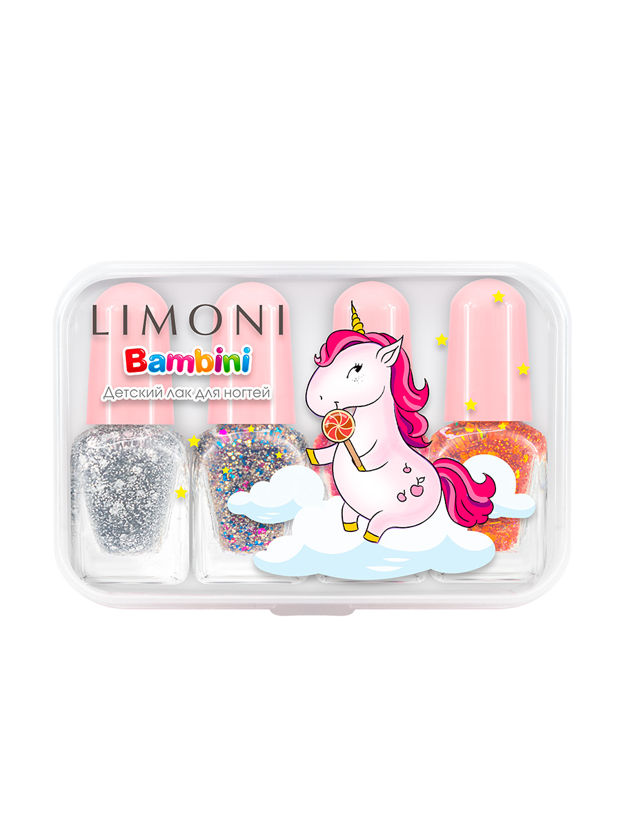 LIMONI  Набор №43 (Набор №3 Bambini Mini Nail+Блеск "Magic Rich Gloss" 1+зеркало+Сумка фиол